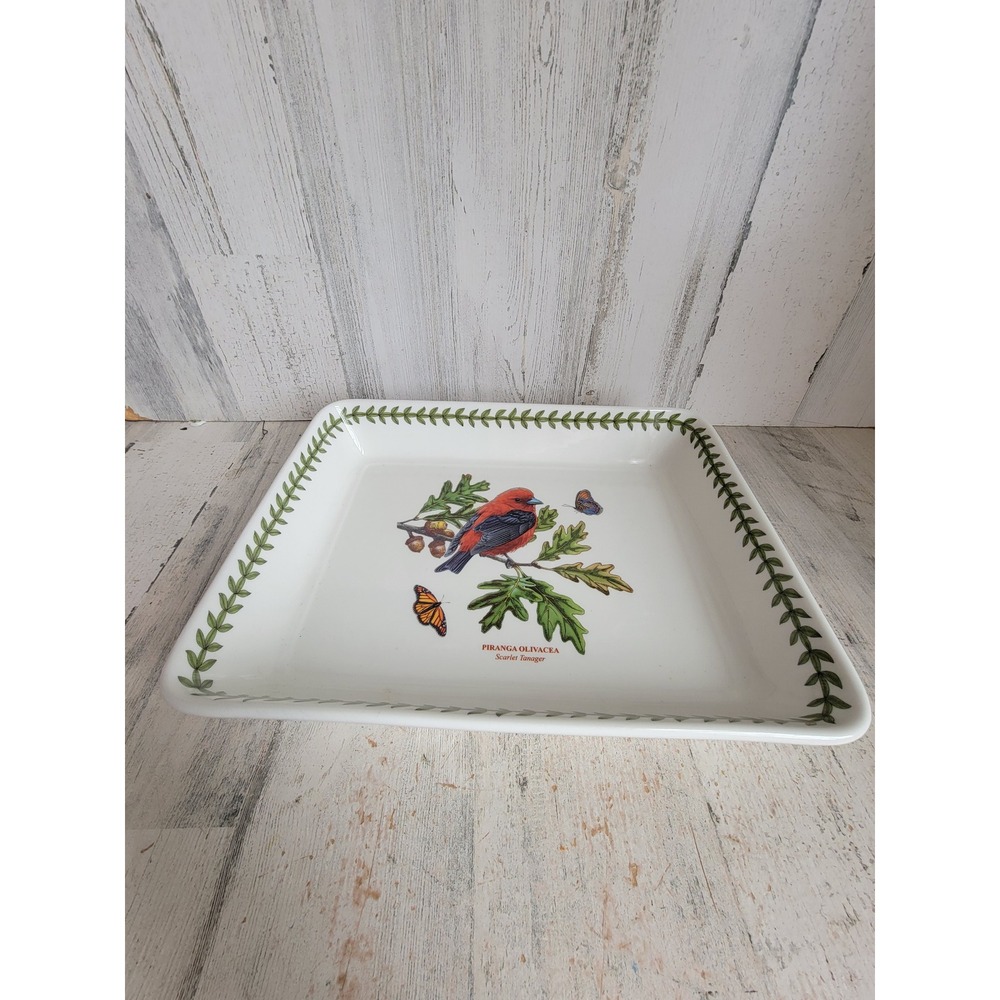 Botanical garden Scarlet Tanger square plate portmeirion bird home kitchen